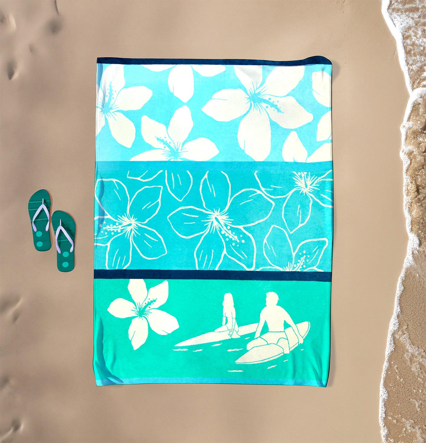 STRANDTUCH aus Veloursfrottee Jacquard Blau 140x180 400g/m² - Freestyle - Blau, Textil (140/180cm) - LE COMPTOIR DE LA PLAGE