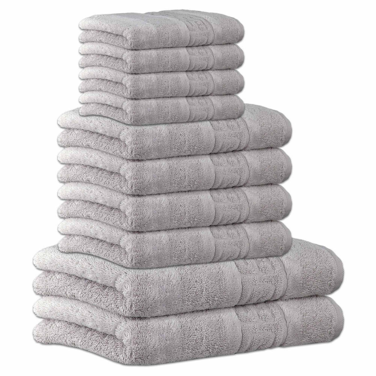 HANDTUCH-SET 10-teilig Grau 100% Baumwolle - Grau, Naturmaterialien (60/120cm) - Cawoe