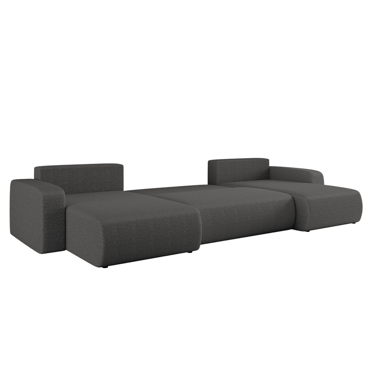 ECKSOFA U-Form Mit Schlaffunktion Und Bettkasten MILANO Stoff Graphit - Dunkelgrau, Holz (312/145cm) - Kaiser Möbel