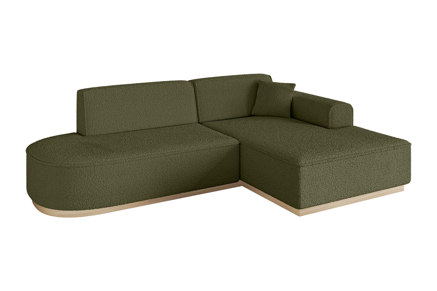 ECKSOFA Ottomane Rechts IREA-L1 - 232x165x80 cm Grün - Platinfarben, Holzwerkstoff/Textil (232/165cm) - ALTDECOR