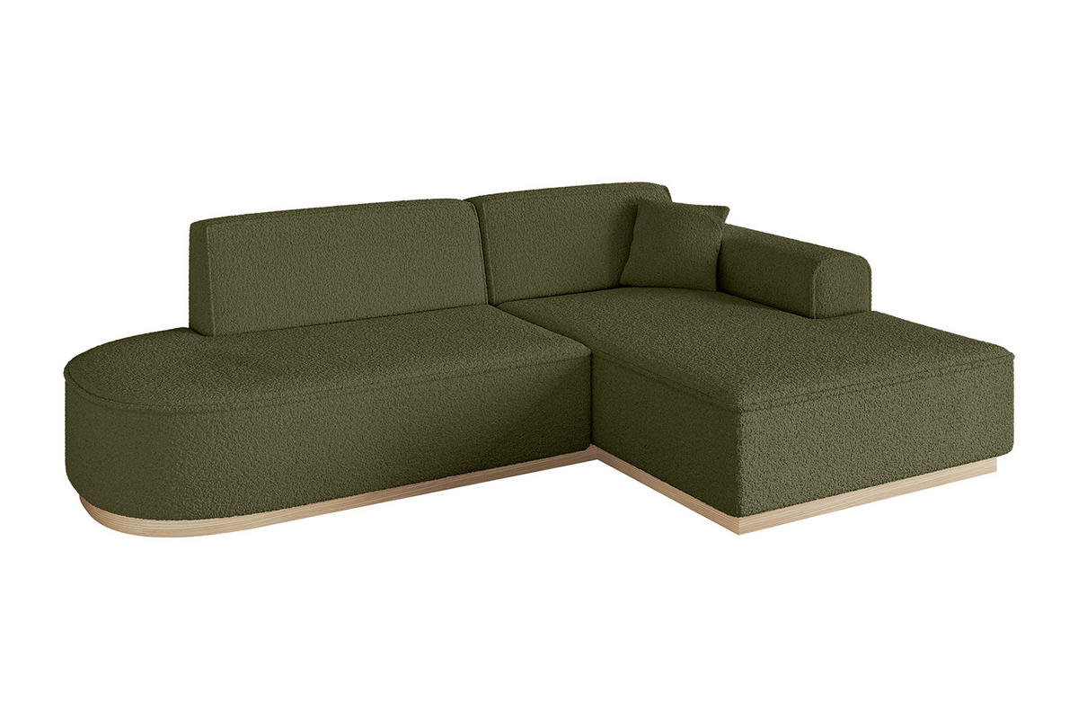 ECKSOFA Ottomane Rechts IREA-L1 - 232x165x80 cm Grün - Platinfarben, Holzwerkstoff/Textil (232/165cm) - ALTDECOR