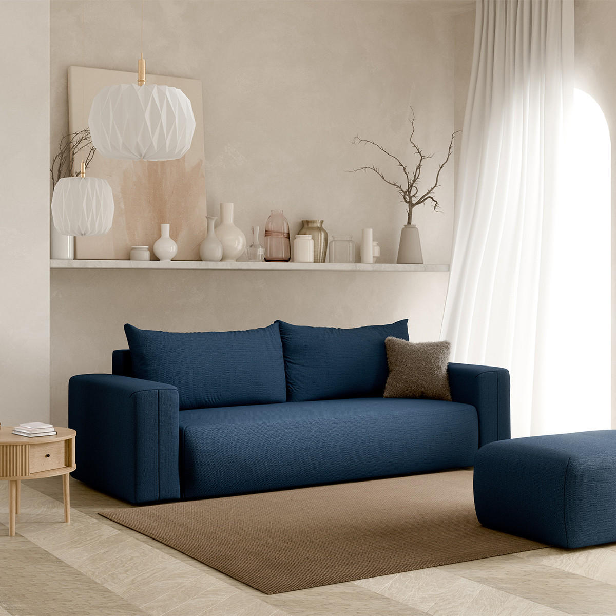SOFA Bliss 3 Sitzplätze Blau - Blau, Holz (252/72/97cm) - Petits-meubles