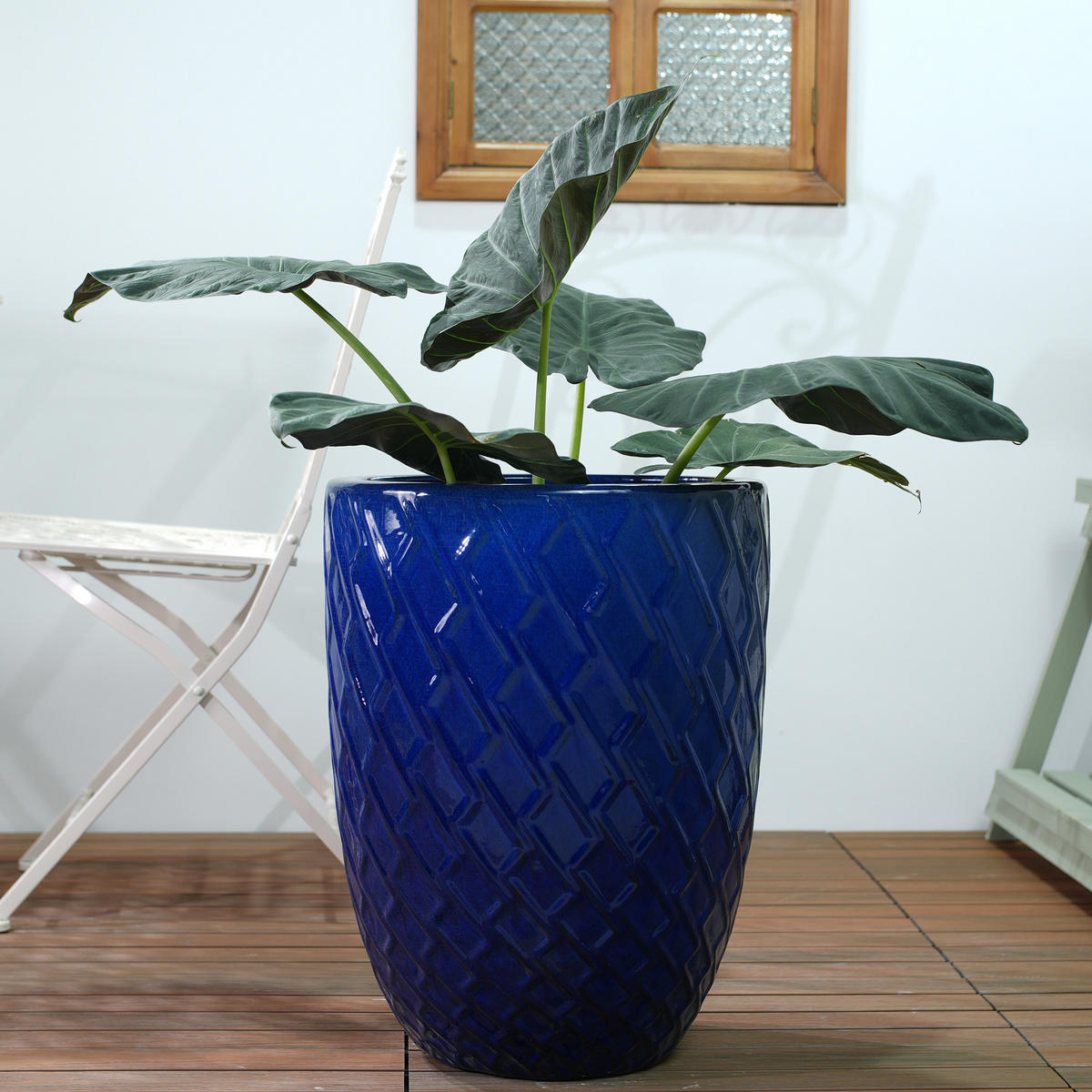 KERAMIKBLUMENTOPF, groß, 42×54cm, rautenförmig, königsblau - Blau, Keramik (42/54/42cm) - Vallsero
