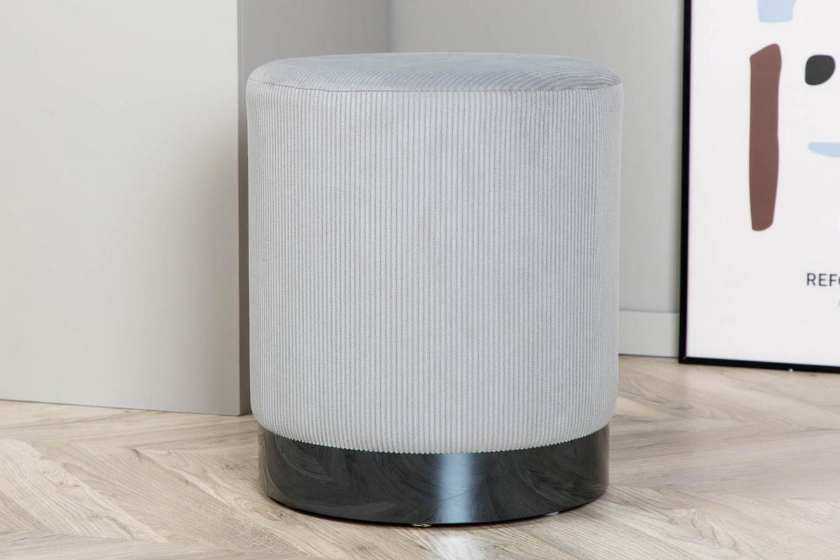 POUF schwarz grau - Schwarz, Holzwerkstoff (35/43/35cm) - ebuy24