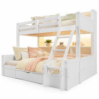 ETAGENBETT mit Stauraum und LED 90x200/140x200 cm Weiß - Weiß, Holz (140/200cm) - Meubliv