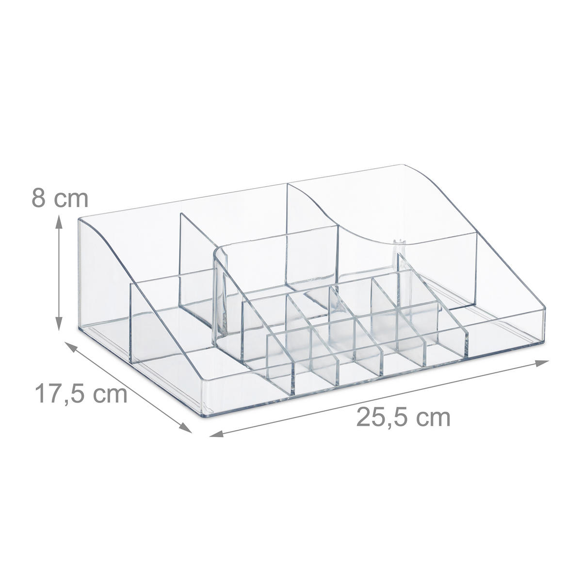 2XMAKE-UP-ORGANIZER - Transparent, Kunststoff (25.5/8/17.5cm) - Relaxdays
