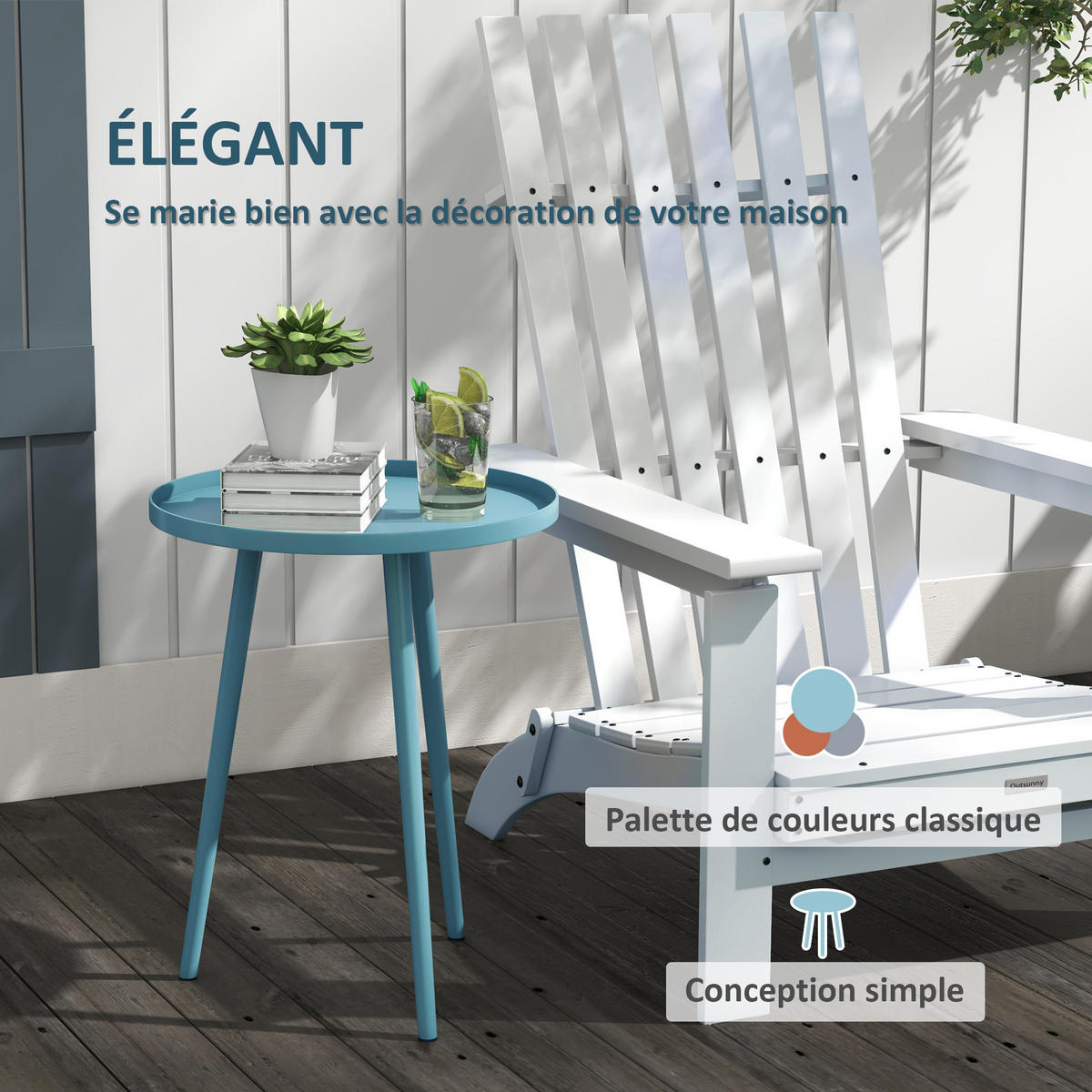 GARTENBEISTELLTISCH DE-14122 mit erhöhtem Rand Blau - Blau, Metall (40/40/50cm) - ComfortXL