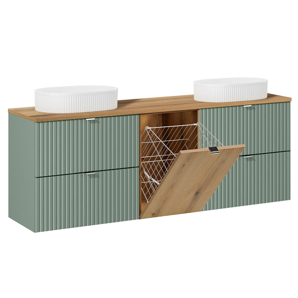 DOPPELWASCHTISCH 160.4cm Jade Grün - Grün, Holzwerkstoff (160.4/59.5/40cm) - Petits-meubles