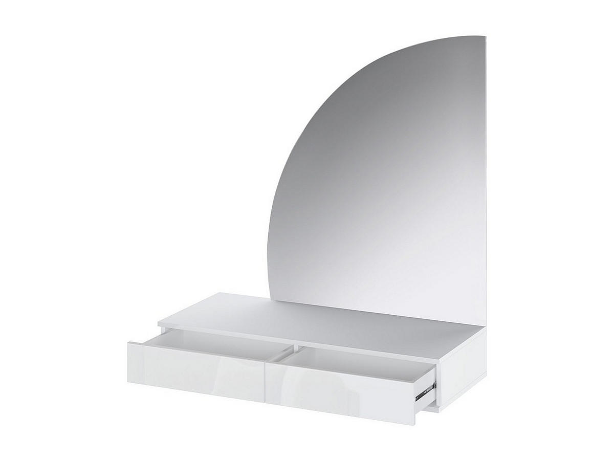FRISIERTISCH hängend mit LED-Spiegel - 2 Schubladen - Weiß glänzend - JINEZA - Weiß, Holz (100.2/111.5/42.2cm) - Vente-Unique