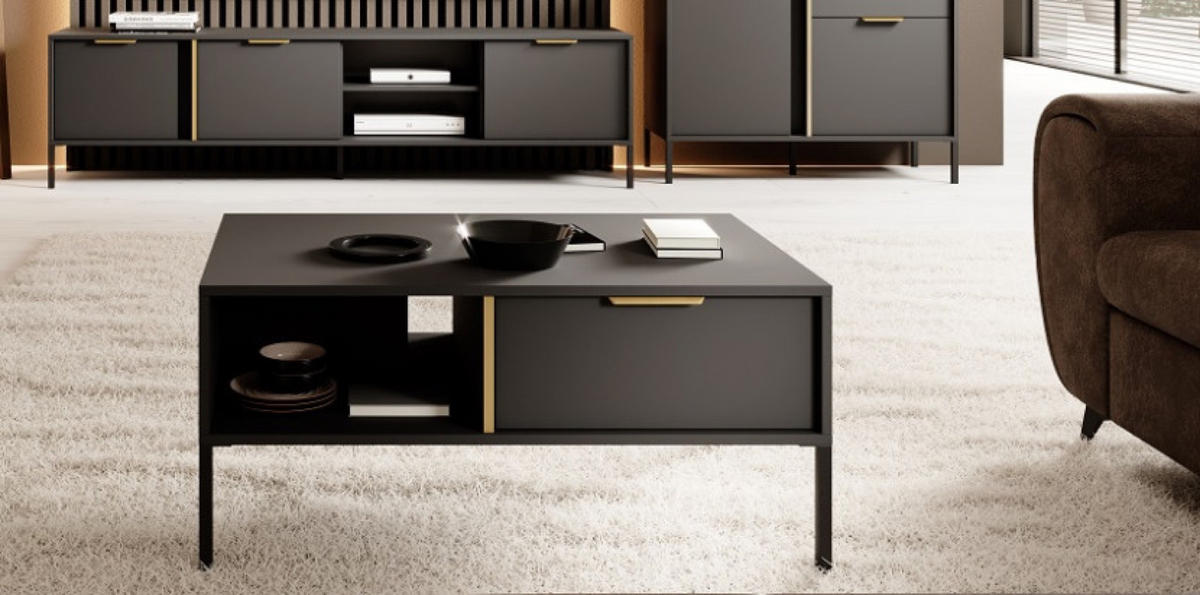 COUCHTISCH Anthrazit LARYSA H Mit Metallgestell 60x61x44.4 cm - Graphitfarben, Holzwerkstoff (61/60/44.4cm) - Sepro Meble