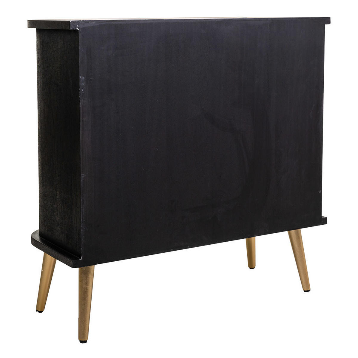 KOMMODE aus Holz und netz, schwarz 80x35x81 - Schwarz, Holzwerkstoff (80/81/35cm) - Wanderlust