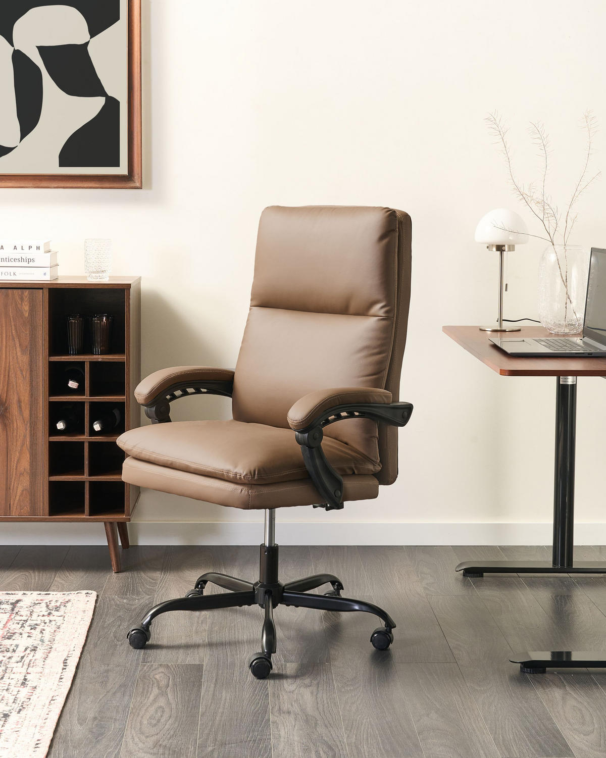 CHEFSESSEL Braun Serene - Schwarz/Braun, Kunststoff (70/105/70cm) - Beliani