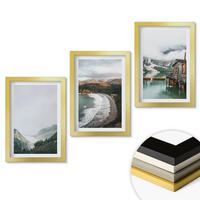 WANDBILDER 3er Set - 20x30 cm Goldrahmen - Berge, Strand, Wolken, Wasser - Goldfarben, Kunststoff (20/30cm) - ArtPrintCave