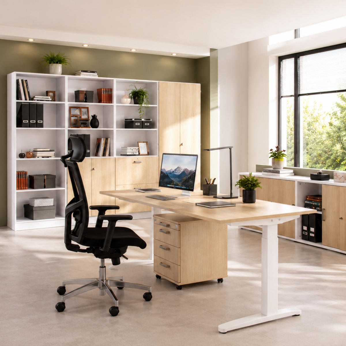 SCHREIBTISCH Serie-XB 80/160/74 cm in Weiß/Graphitfarben - Graphitfarben/Weiß, Holzwerkstoff (80/160/74cm) - bümö