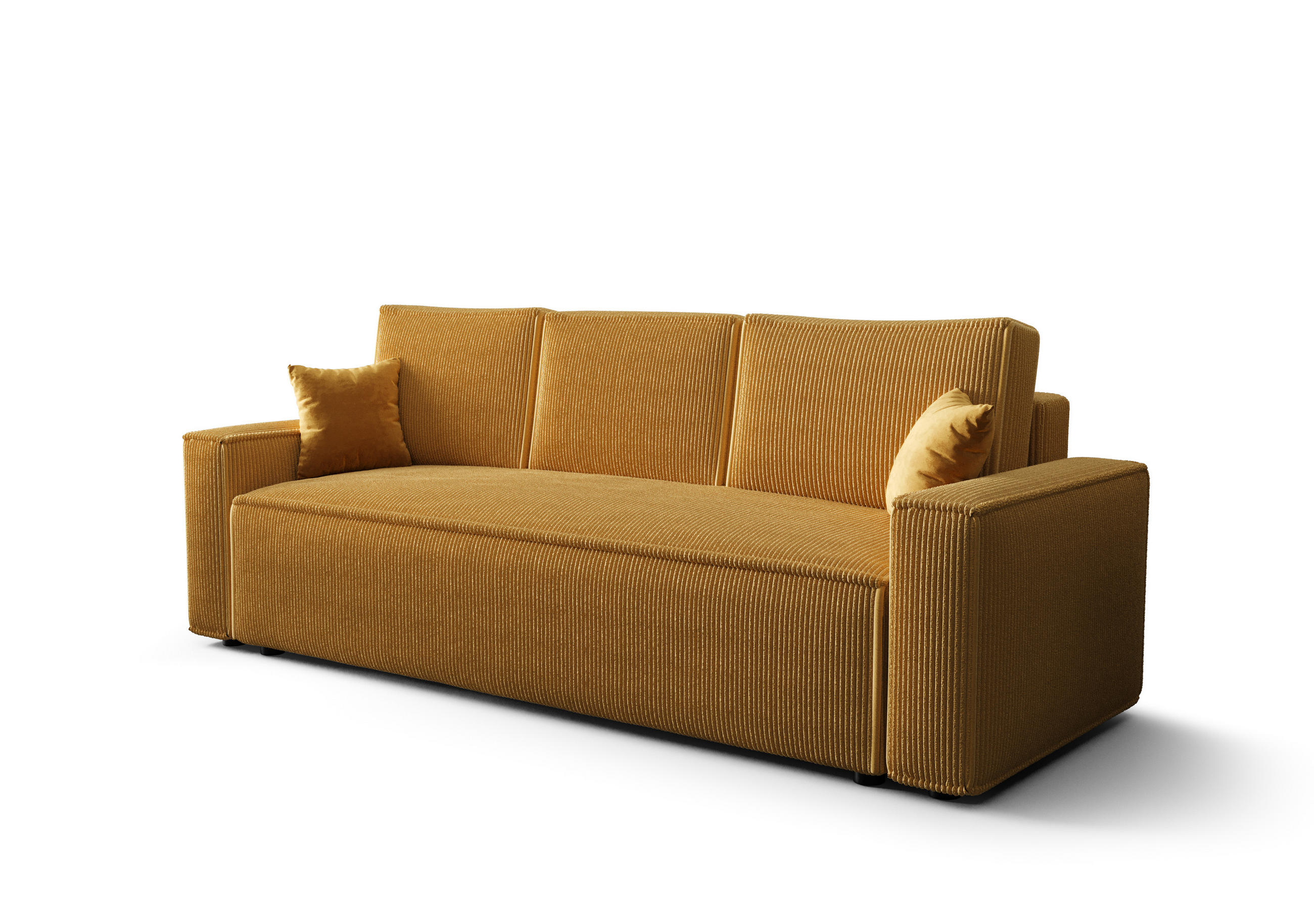 SOFA AMBRO Poso 01 mit Schlaffunktion, Senfton, Sofa mit Stauraum - Goldfarben, Textil (90/85/230cm) - Bedante
