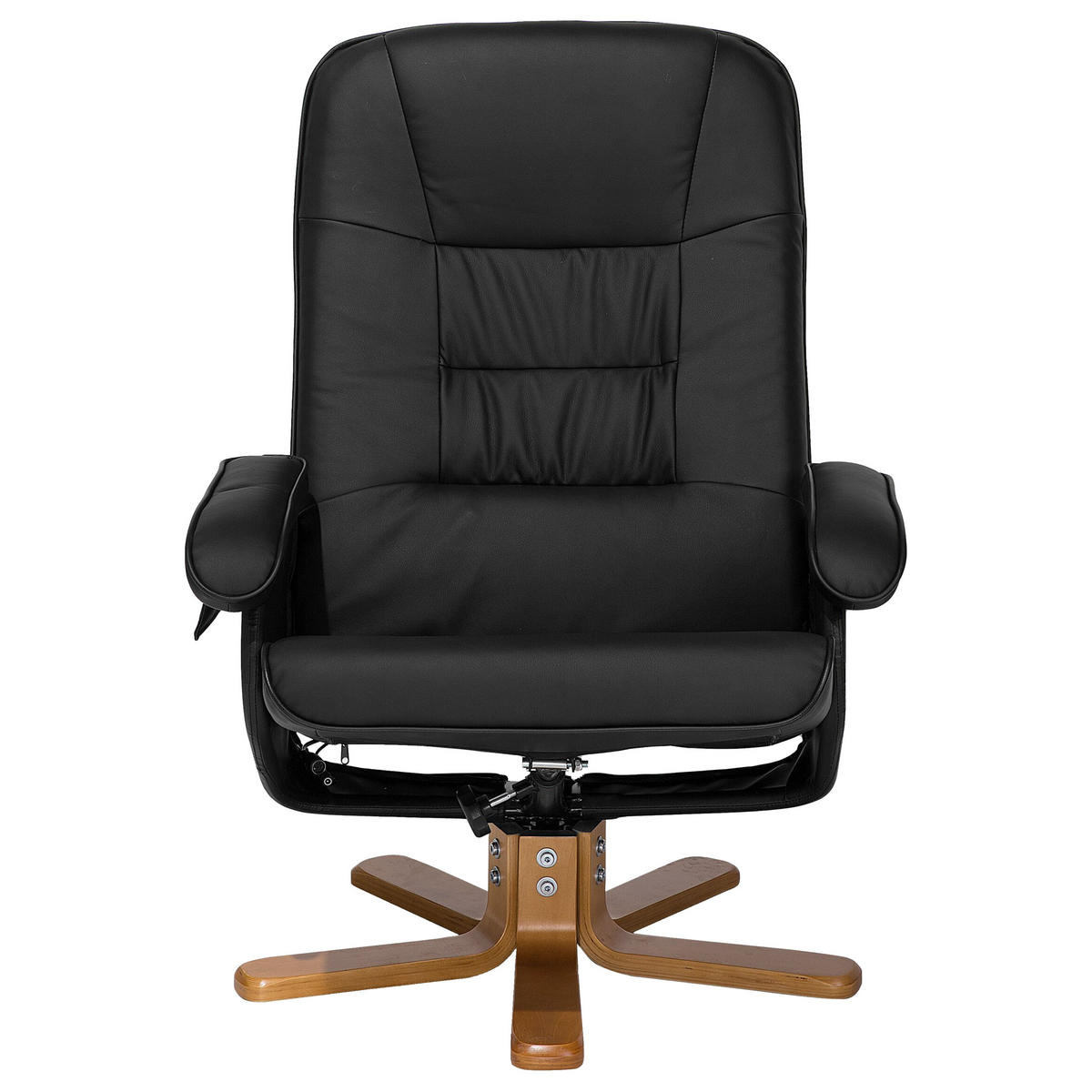 MASSAGESESSEL mit Fußhocker Kunstleder Schwarz Relaxpro - Schwarz, Holz/Textil (70/98/50cm) - Beliani