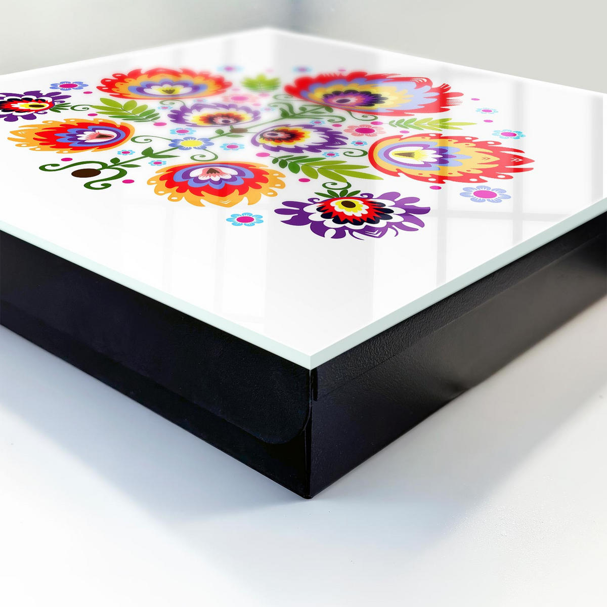 SCHLÜSSELBOX Schwarz 30x30 cm- Türöffnung nach rechts - Volksblumen - Rot, Metall (30/30/5cm) - TULUP