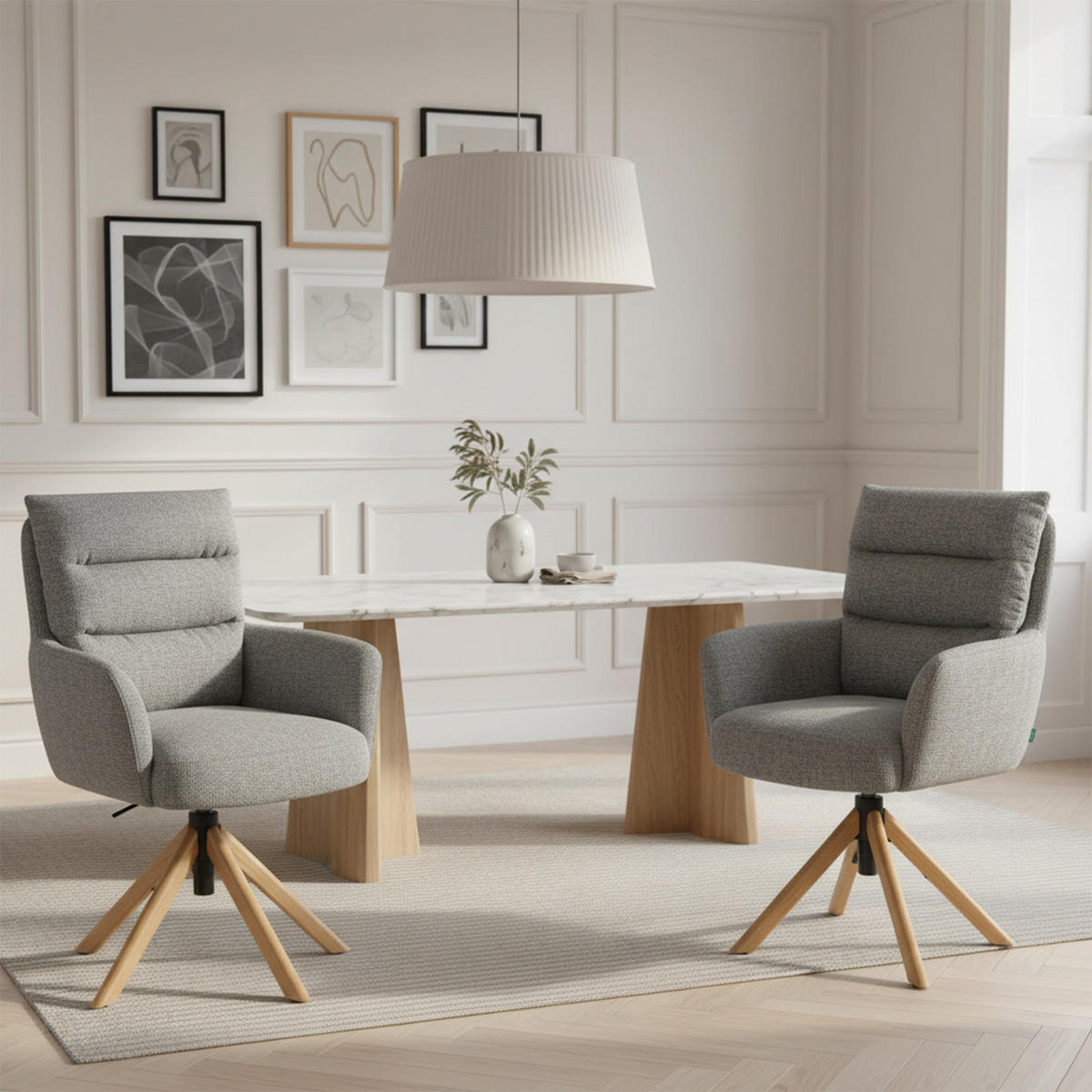 BÜROSTUHL Mika-Tesa - Honigeiche/Grau, Eichenholz/Holz (59/95/66cm) - DUBI Möbel