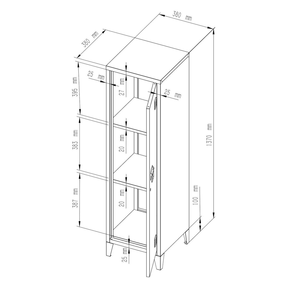 EINZELSPIND Kurikka - Schwarz, Metall (38/137/38cm) - [en.casa]