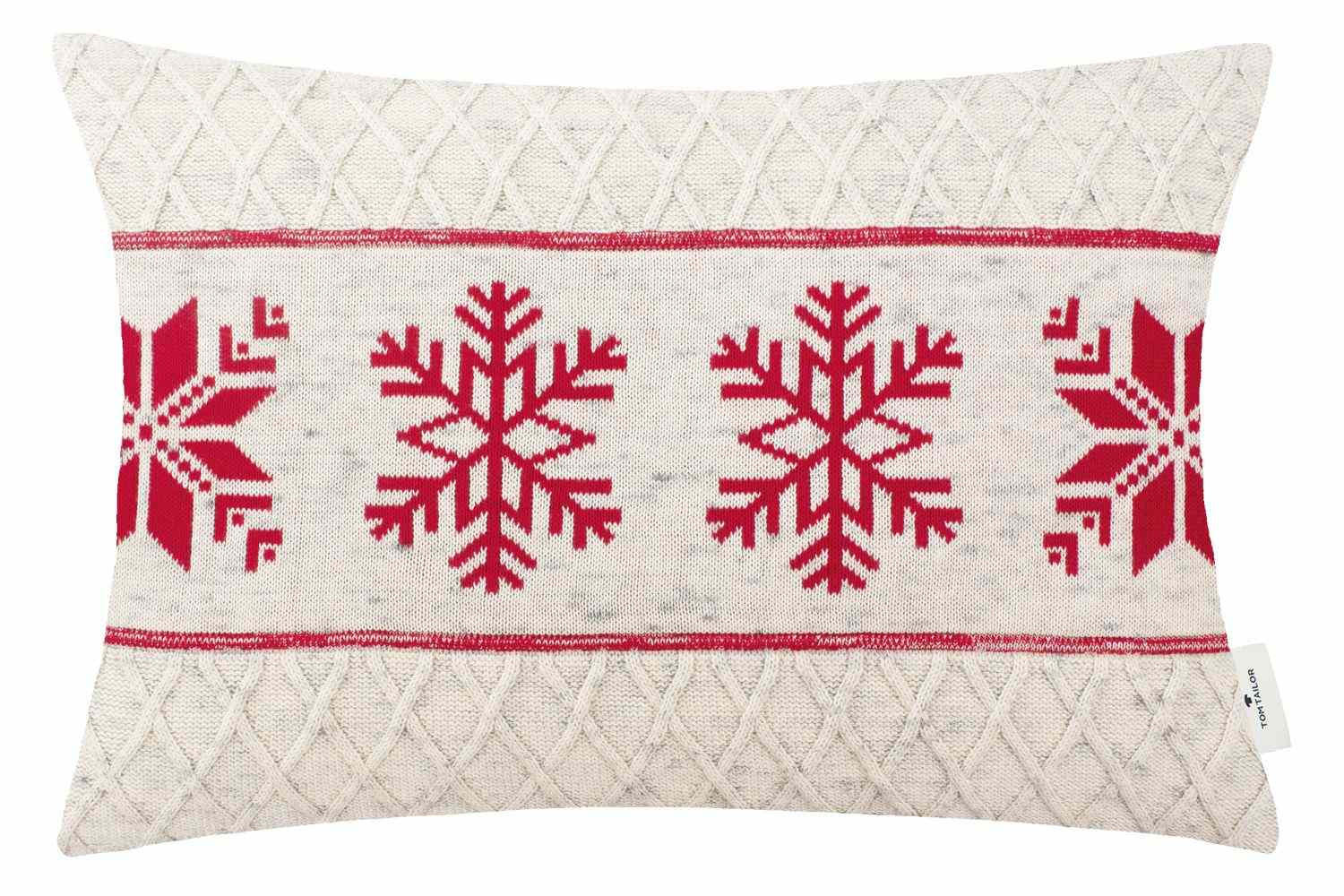 ZIERKISSENHÜLLE Scandi Snowflake rot 40x60cm - Rot, Textil (40/60cm) - Tom Tailor