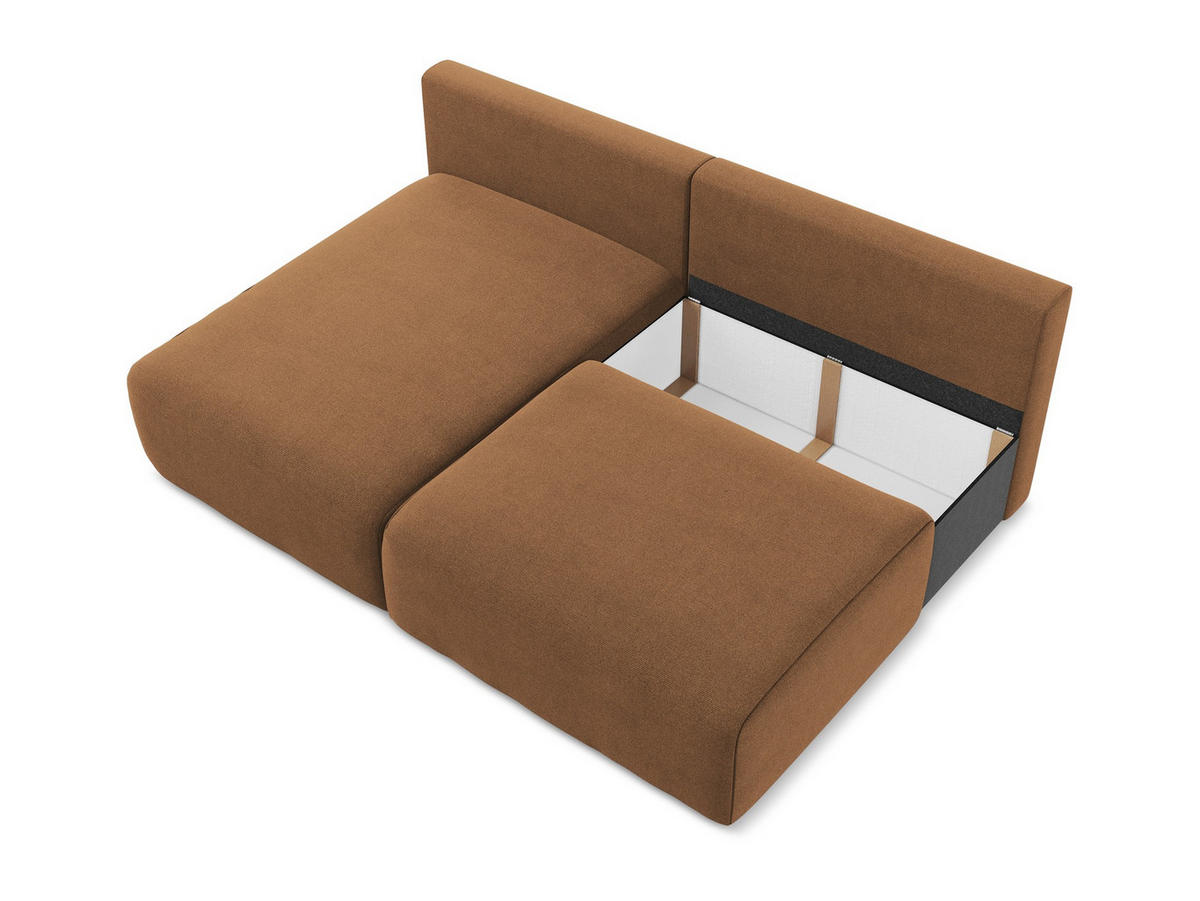 ECKSOFA mit Schlaffunktion links Strukturstoff Stoff Orange - Beige/Terra cotta, Kunststoff/Textil (149/210cm) - Makamii