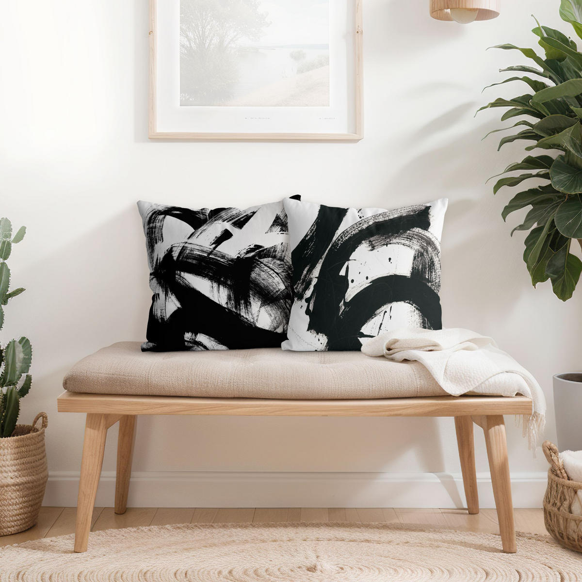 DEKOKISSEN 2er-Set Onyx in Bewegung Duo 50/50 cm - Schwarz, Textil (50/50cm) - Bilderwelten