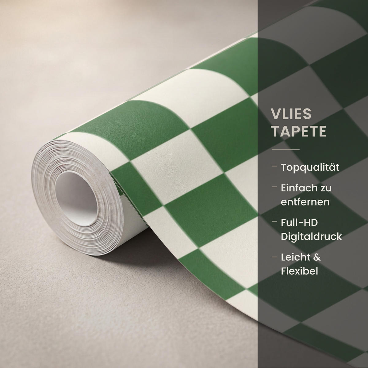 KINDERTAPETE - Schachbrett - Muster - Grün - 450x220 cm - Grün, Papier (450/220cm) - OnlyWow