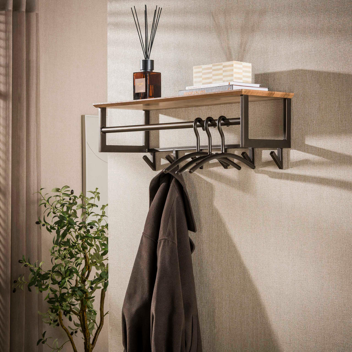WANDGARDEROBE Bruno Braun 30/80/28 cm - Braun, Metall (80/28/30cm) - Hoyz Collection
