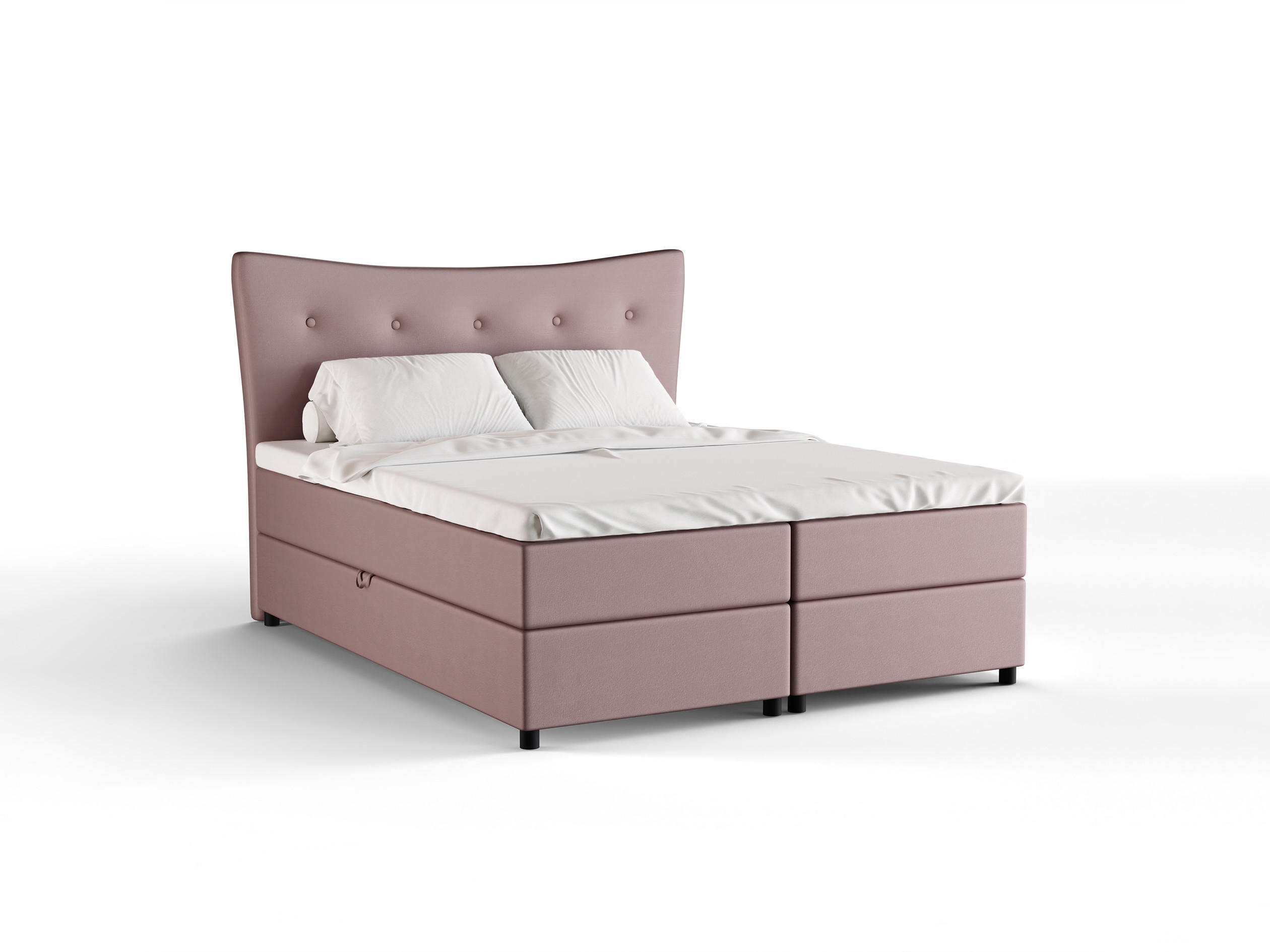 BOXBETT Nevada 160 x 200 cm Doppelbett mit hochwertiger Bonell-Matratze und Topper - rosa - Rosa, Holz (160/200cm) - Panda Möbel