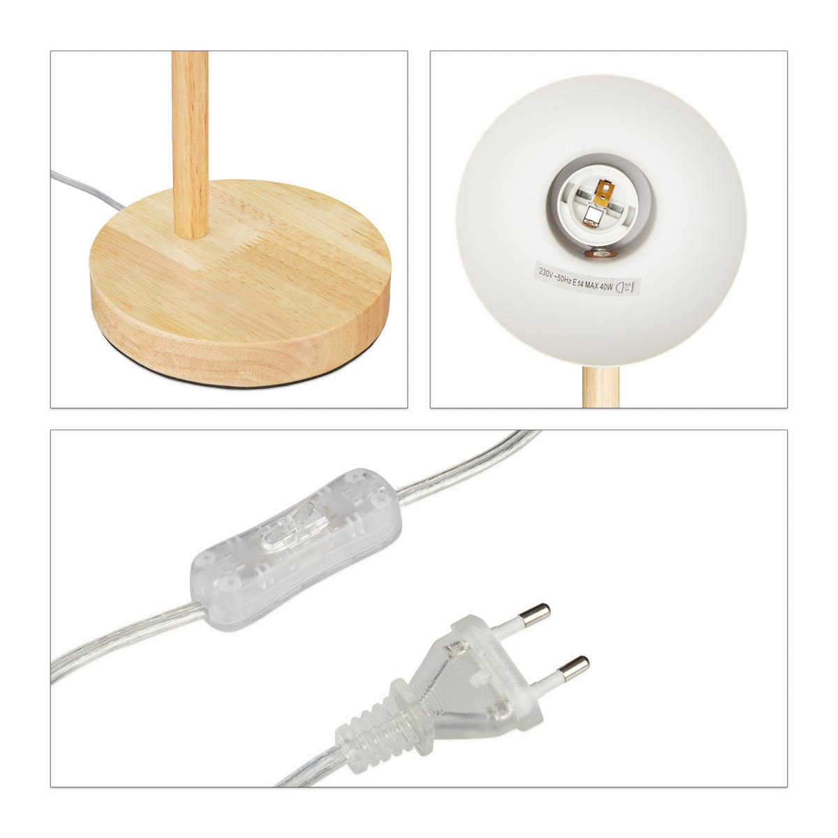 SCHREIBTISCHLAMPE - Multicolor, Holz/Kunststoff (14.5/14.5/45.5cm) - Relaxdays