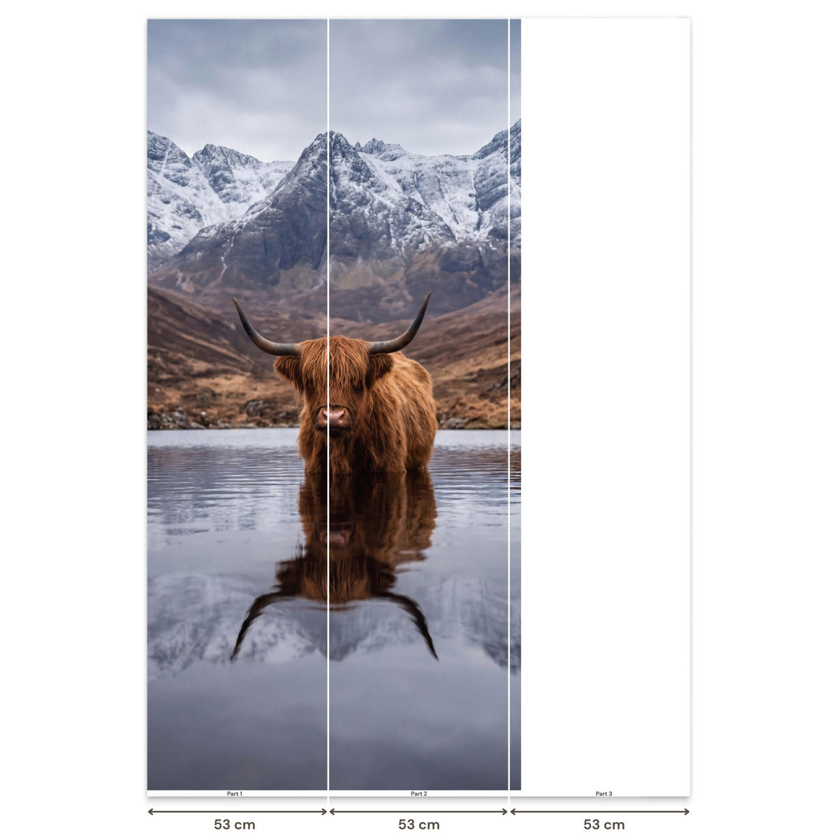 TAPETE - Schottischer Hochländer - Braun - Wasser - 100x220 cm - Braun, Papier (100/220cm) - OnlyWow