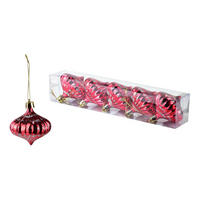 CHRISTBAUMKUGEL-SET 5 Stück Santa Lila - Rot, Kunststoff (6/6/6cm) - Mondex