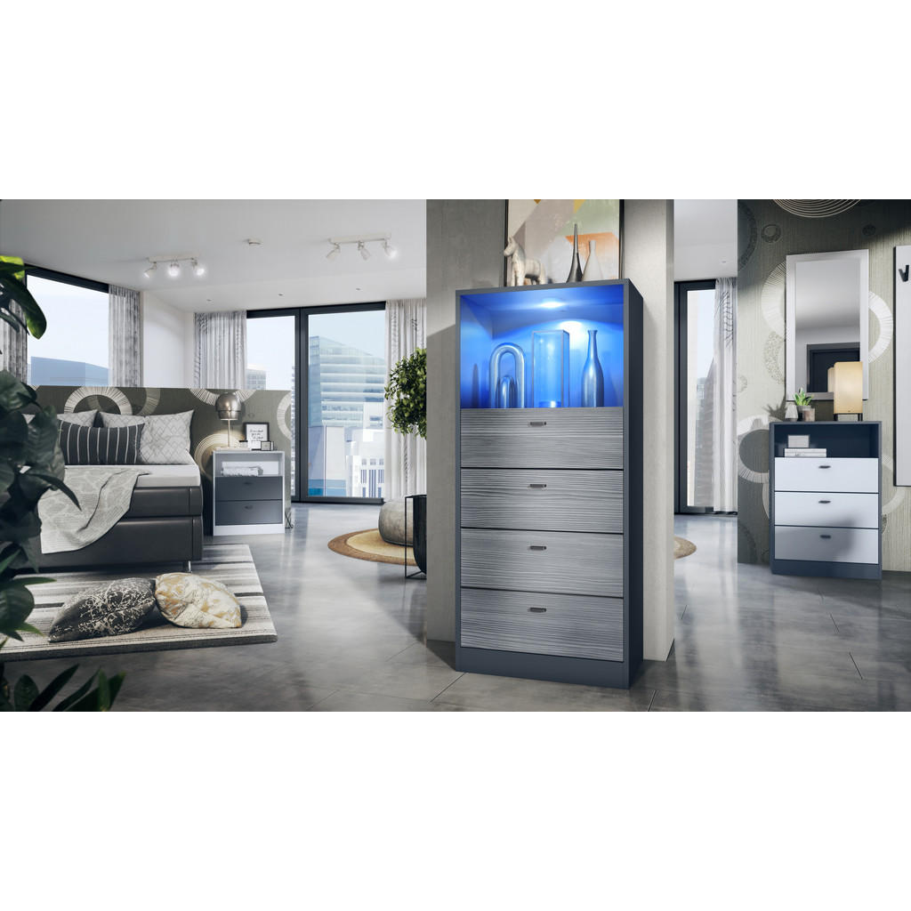 Thumbnail - Vladon Kommode, Anthrazit, Holzwerkstoff, 56x125x36 cm, Wohnzimmer, Kommoden & Sideboards, Highboards