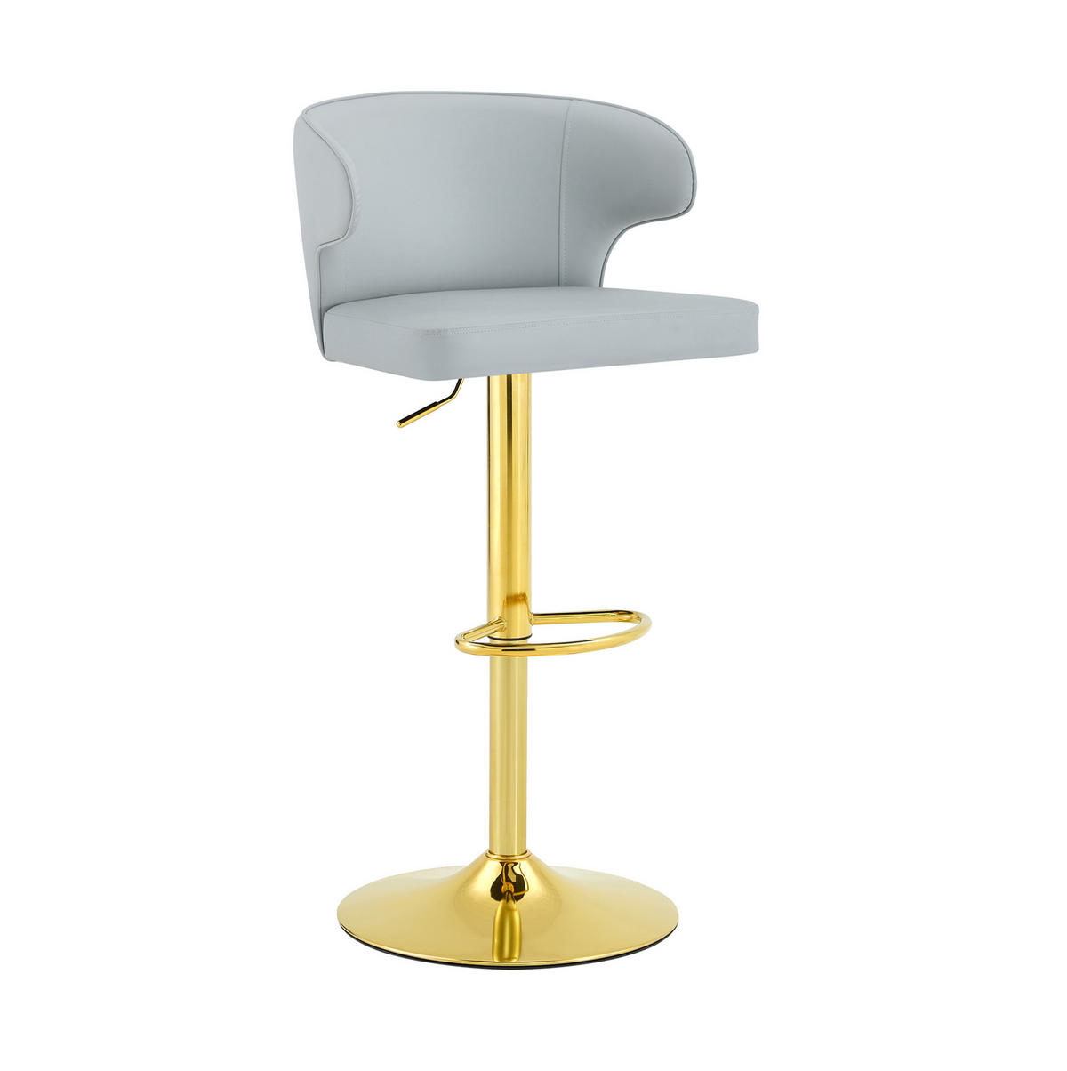 BARHOCKER mit Lehne, höhenverstellbar, 360° drehbar, Hellgrau - Hellgrau, Kunststoff (45/110/49.7cm) - MIVRAY
