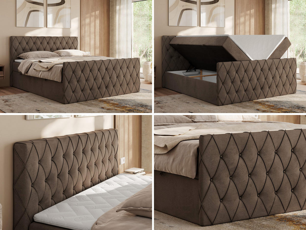 BOXBETT MIREN DUO 120/200 - Braun Velvet - H3 - Braun, Holz/Textil (120/200cm) - MKS