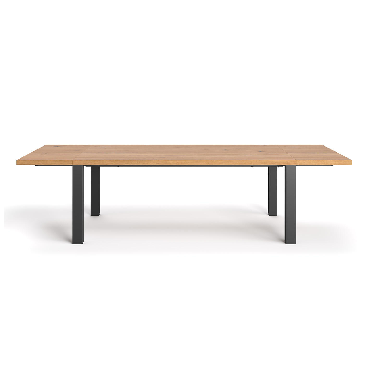 TISCH Ausziehbar Fold aus massivem Eichenholz 180x100 cm + Tischverlängerungen 2x50 cm - Eichefarben/Schwarz, Holz/Metall (180/100/75cm) - Danzz