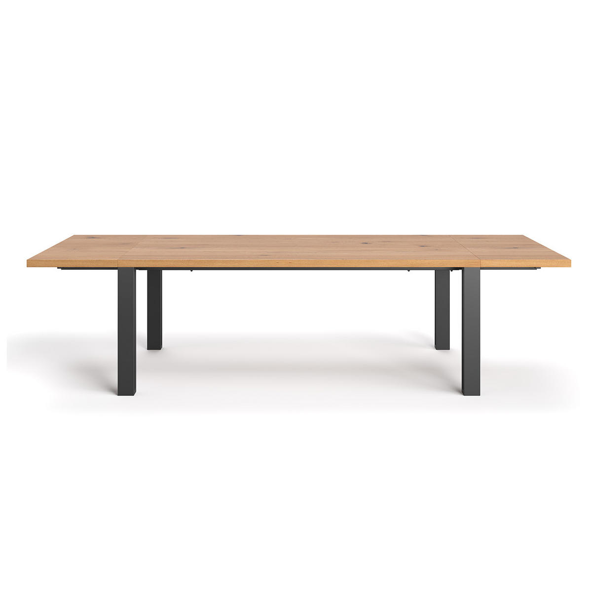 TISCH Ausziehbar Fold aus massivem Eichenholz 140x90 cm + Tischverlängerung 1x60 cm - Eichefarben/Schwarz, Holz/Metall (140/90/75cm) - Danzz