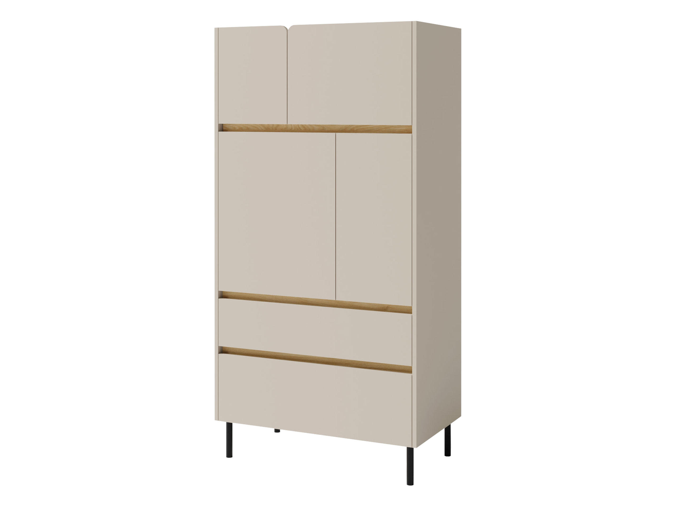 KOMBIKOMMODE Luca LC05 - Sandfarben/Schwarz, Holzwerkstoff/Metall (80/165/40cm) - MIRJAN24