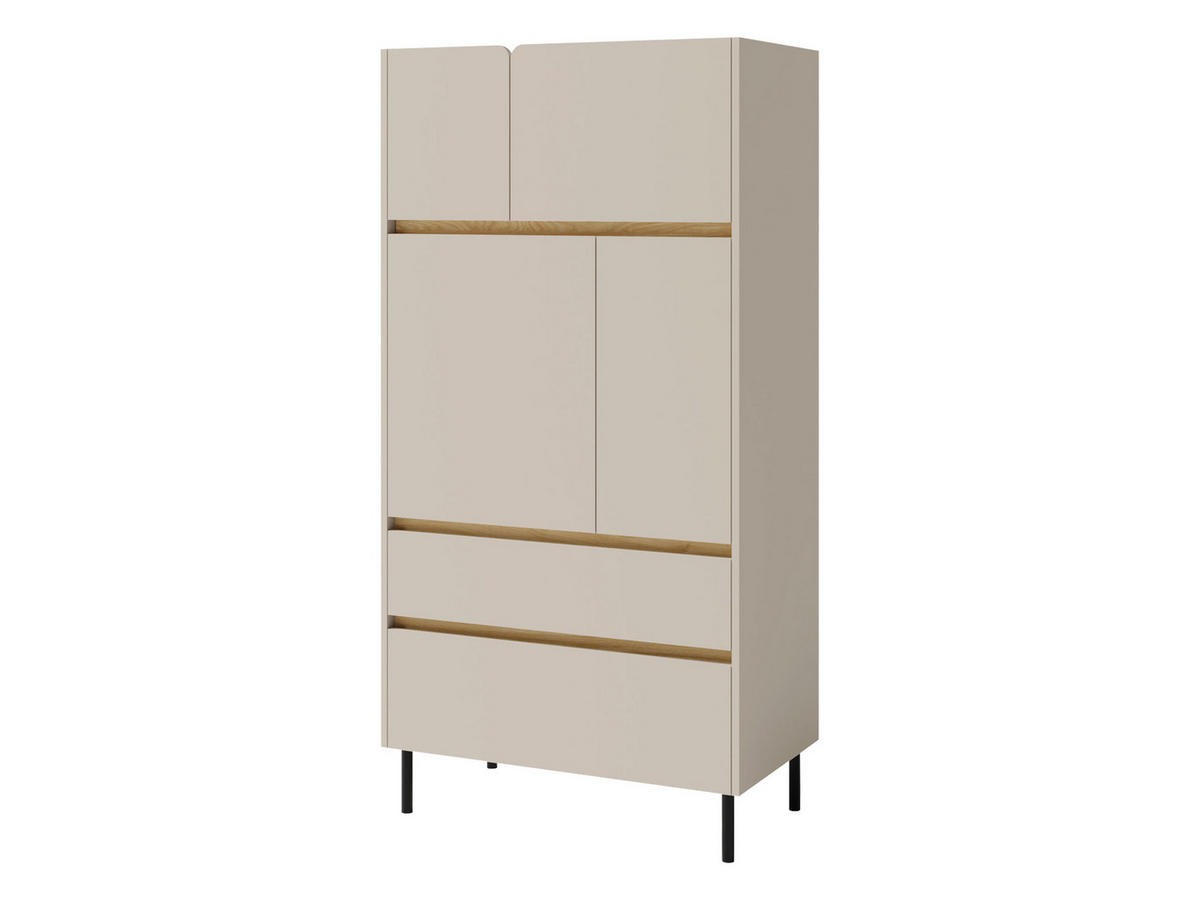 KOMBIKOMMODE Luca LC05 - Sandfarben/Schwarz, Holzwerkstoff/Metall (80/165/40cm) - MIRJAN24