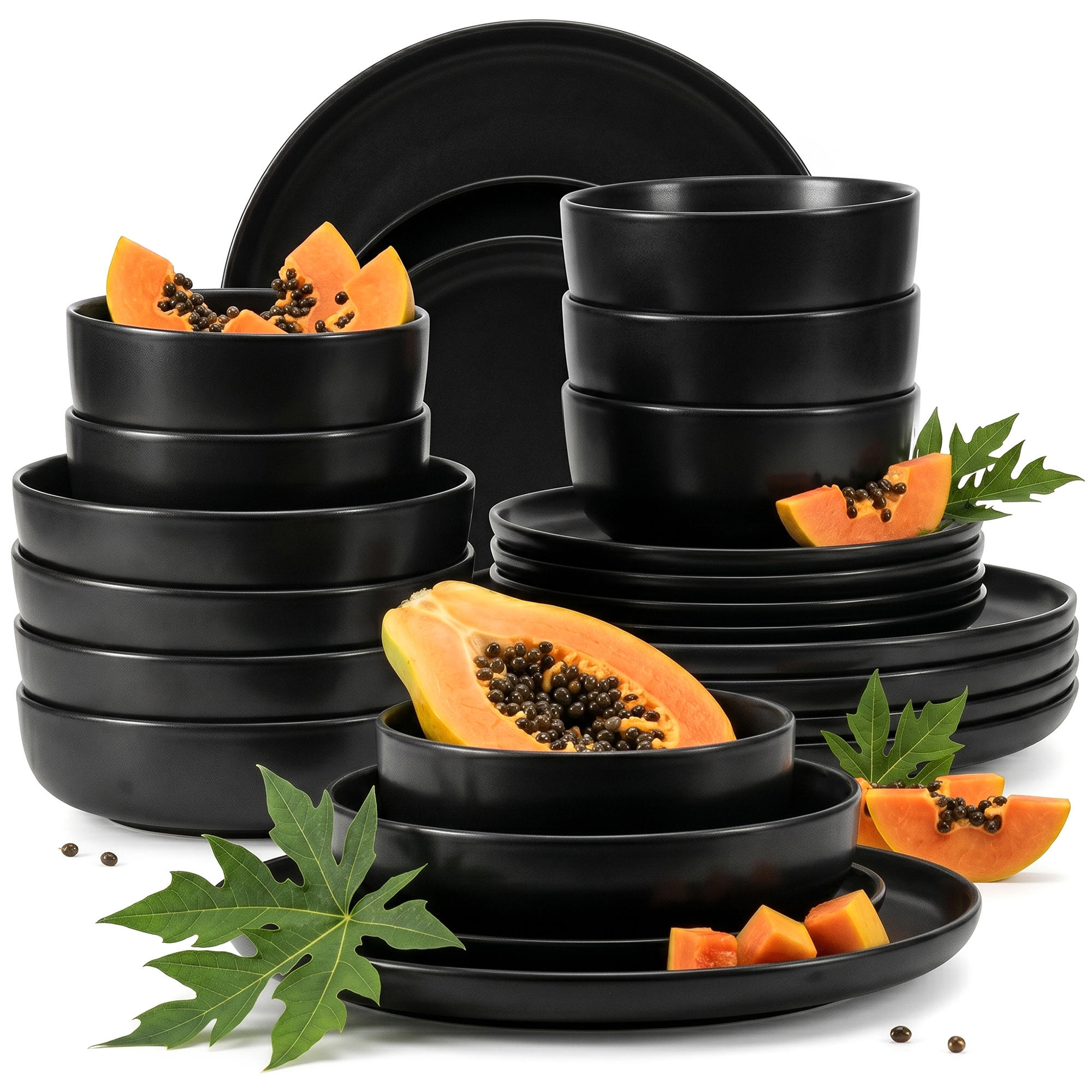 KOMBISERVICE VICTO 6 Personen 24-tlg - Schwarz, Keramik (27/2/27cm) - KONSIMO®