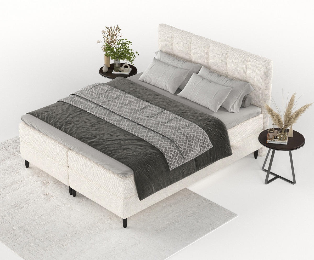 BOXBETT Arlette Creme 140/200 cm - Creme/Schwarz, Holz/Holzwerkstoff (140/200cm) - Maison de Reve