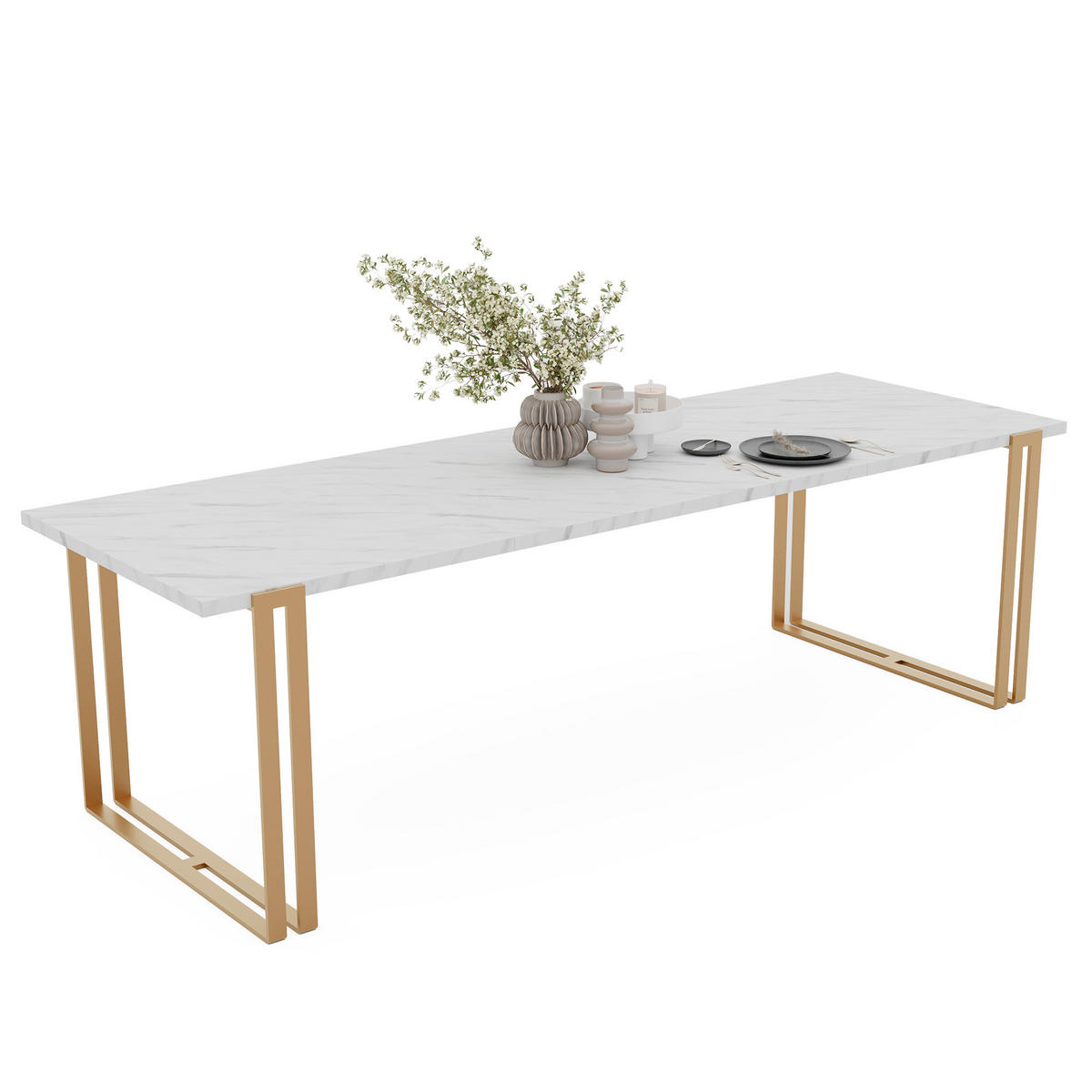 TISCH ausziehbar aus MDF, Weiß - Goldfarben/Weiß, Holzwerkstoff (120/80/76cm) - Idohome