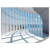 FOTOTAPETE für Wohnzimmer Räumlicher Tunnel mit Meerblick 500x350 - Blau/Beige, Papier (500/350cm) - Muralo