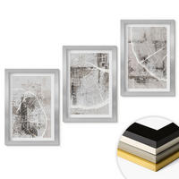 WANDBILDER 3er Set - 20x30 cm Silberner Rahmen - Graue Holzmaserungsmuster - Silberfarben, Kunststoff (20/30cm) - ArtPrintCave