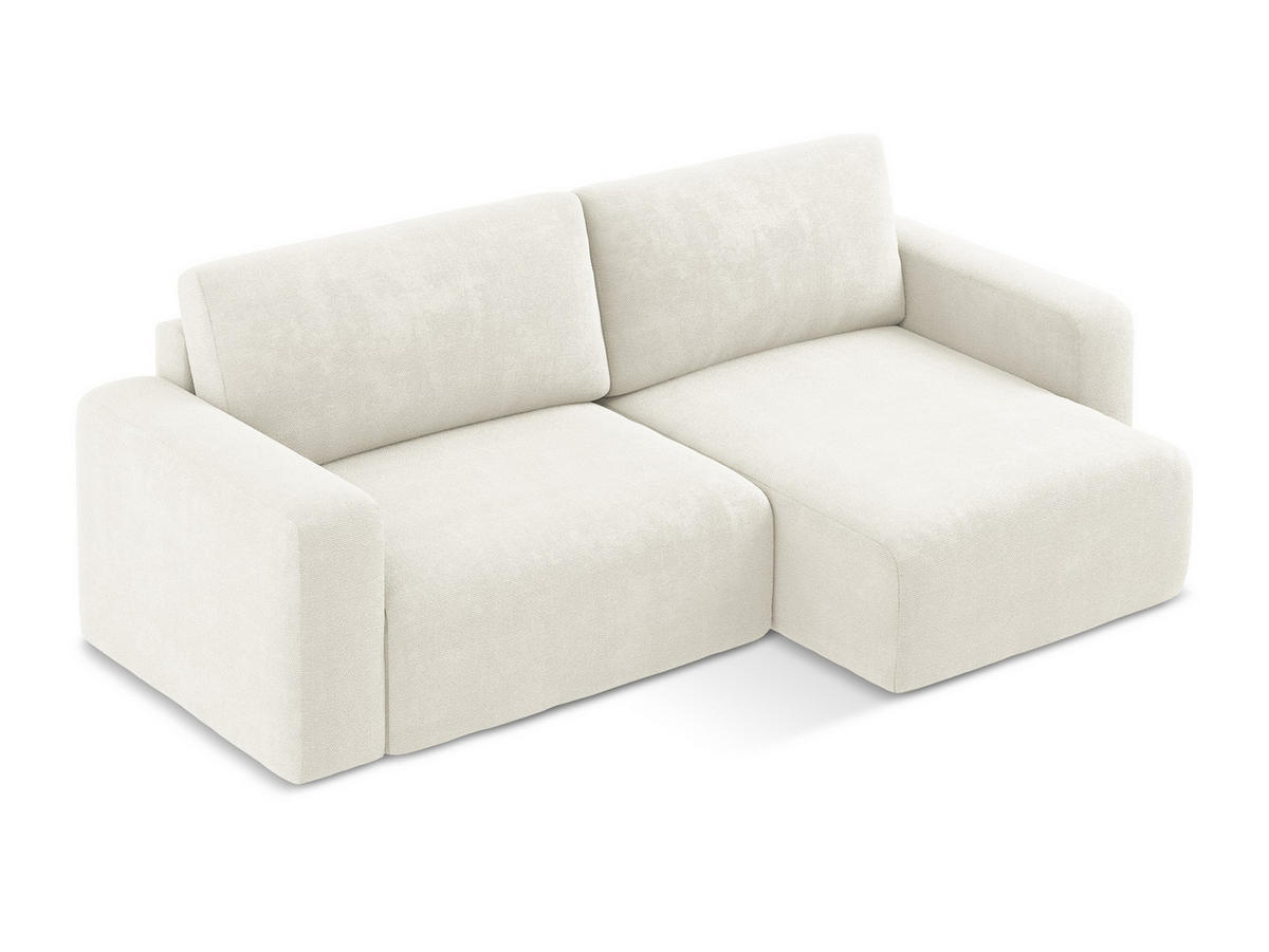 ECKSOFA mit Schlaffunktion rechts Chenille Stoff Weiß - Pink/Schwarz, Kunststoff/Textil (244/149cm) - Makamii