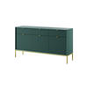 KOMMODE NOVA - KSZ154, Geriffelte Fronten, goldene Griffe 154x39x83 cm Lablador - Türkis/Goldfarben, Holzwerkstoff/Kunststoff (154/83/39cm) - DomoHome