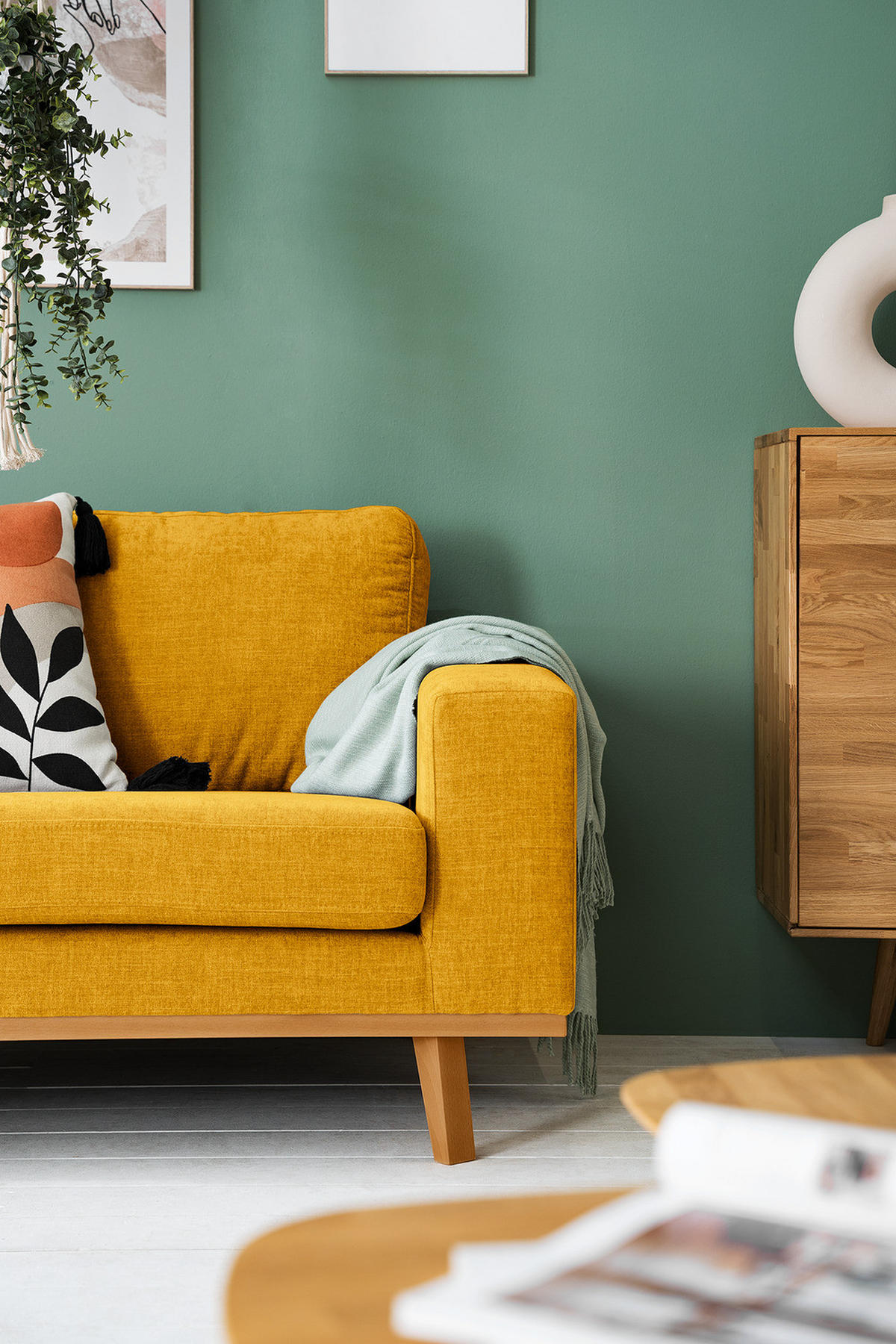 SESSEL - Gelb/Buchefarben, Buchenholz/Textil (122/81/88cm) - home24