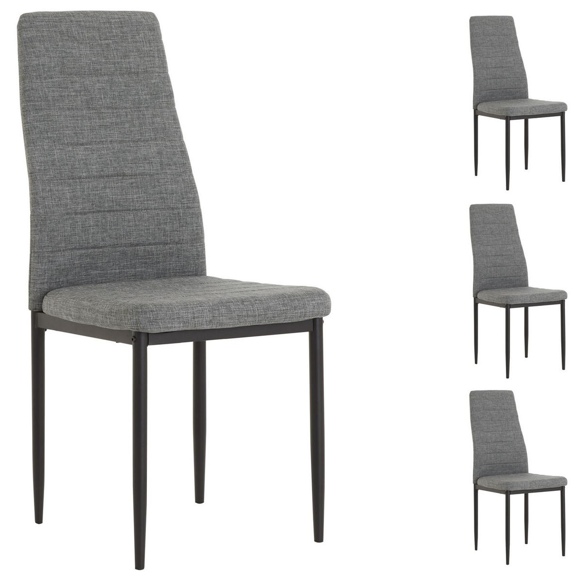 ESSZIMMERSTUHL NATHALIE 4ER-SET - Schwarz/Grau, Textil (43/100/50cm) - IDIMEX