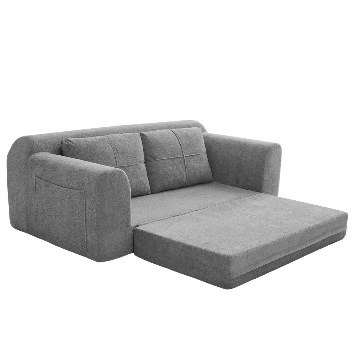 SCHLAFSOFA 179/95/79 cm klappbar als Bodensofa und Doppel-Bodenbett, samtweicher Bezug, Dunkelgrau - Dunkelgrau, Textil (178/61.5/96cm) - Redom