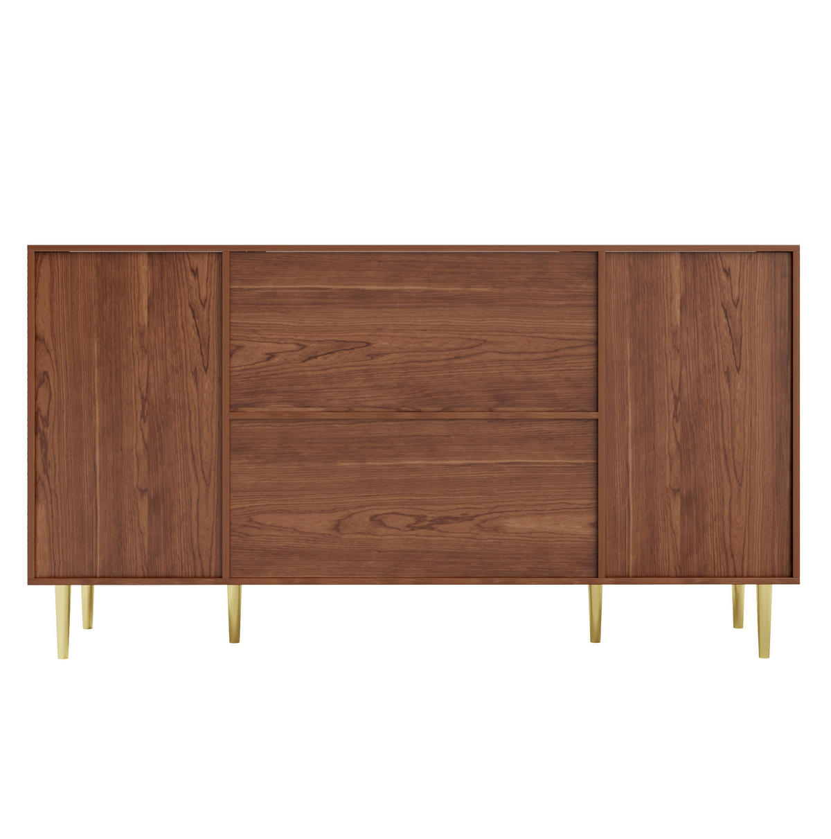 SIDEBOARD 160/40/90 cm, 6 Schubladen und Rattantüren, MDF in Wood-Optik, Naturfarben - Naturfarben, Holzwerkstoff (160/90/40cm) - Redom